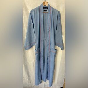 Vintage 1970's 1980's Pierre Cardin Light Blue Striped Men's Robe  loungewear